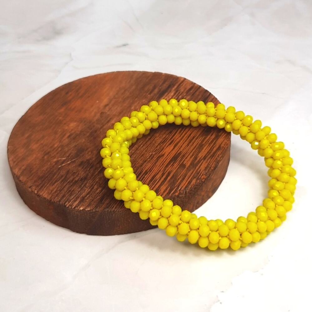 Yellow Cluster Bead Stretch Bracelet